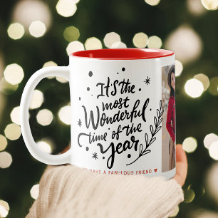 Wunderbarste Weihnachtszeit Beste Freundin Foto Zweifarbige Tasse