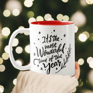 Wunderbarste Weihnachtszeit Schwarze Schrift Ferie Zweifarbige Tasse