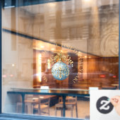 Wunderbarste Zeit, aufwendiger blauer Schmuck Fensteraufkleber (Café-Fenster)
