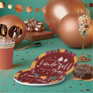 Wunderbarste Zeit des Jahres Argyle Weihnachten Pappteller
