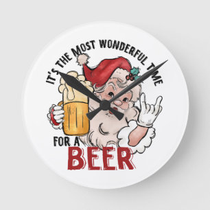 Wunderbarste Zeit für ein Bier Runde Wanduhr