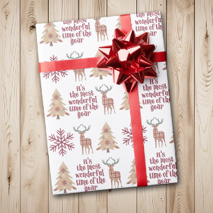 Wunderbarste Zeit Waldschneeflocken-Muster Geschenkpapier