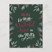 Wunderbarste Zeit Weihnachtskarte Skript Urlaubska Feiertagspostkarte (Vorderseite)