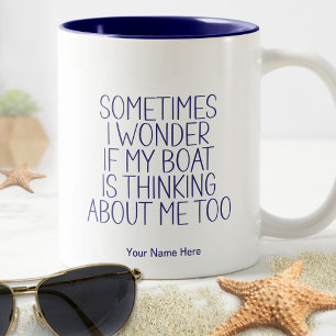 Wunderboot denkt an mich lustiger Kapitän Humor Zweifarbige Tasse
