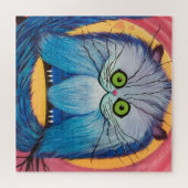Wunderkatze mit Schnurrhaaren – Brillante Blaue Fa Puzzle (Horizontal)