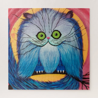 Wunderkatze mit Schnurrhaaren – Brillante Blaue Fa Puzzle