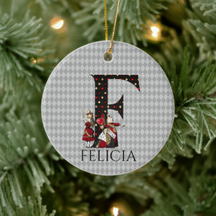 Wunderland Alice & Herzkönigin Buchstabe F Keramik Ornament