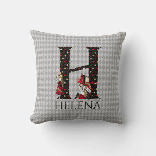Wunderland Alice & Herzkönigin Buchstabe H Kissen