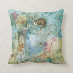 Wunderland - Alice im Wunderland Collage Kissen