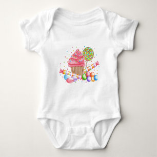 Wunderland Cupcake Süßigkeiten Lutscher Saure Tört Baby Strampler