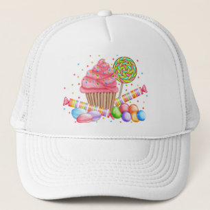 Wunderland-Cupcake-Süßigkeiten-Lutscher-Süße-Törtc Truckerkappe