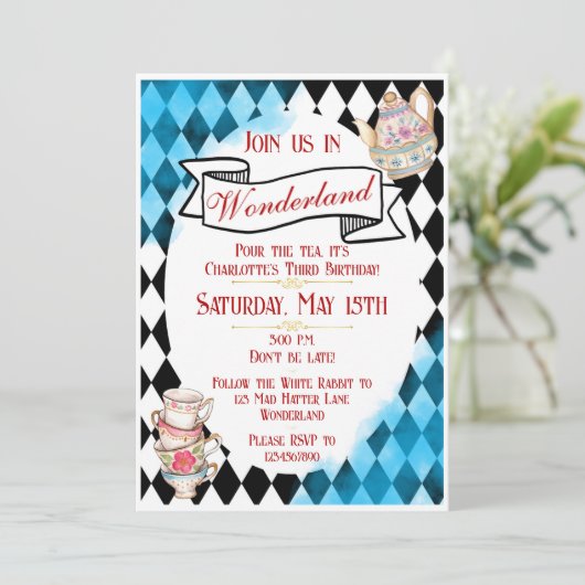 Wunderland Einladung (Stehend Vorderseite)