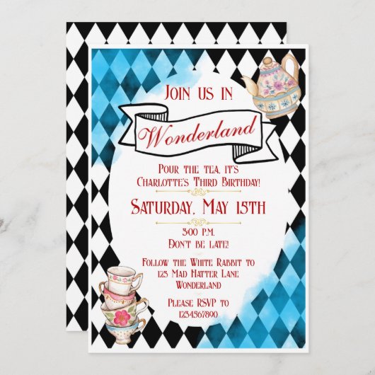 Wunderland Einladung (Vorne/Hinten)