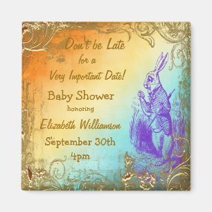 Wunderland-Hase Save The Date Babyparty Magnet
