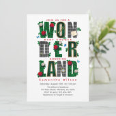 Wunderland I Tee Party Kinderdusche Einladung (Stehend Vorderseite)