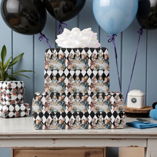 Wunderland mit schwarzen weißen Diamanten Geburtst Geschenkpapier