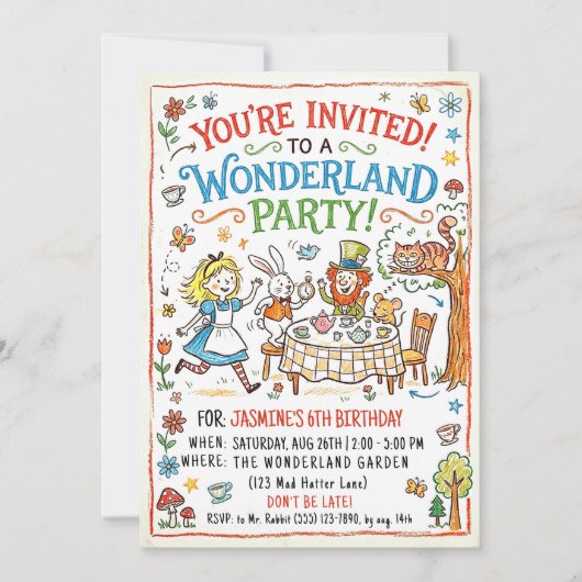 Wunderland-Party-Einladung Einladung (Vorderseite)