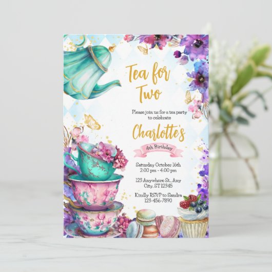 `Wunderland Tee Party Einladung (Stehend Vorderseite)