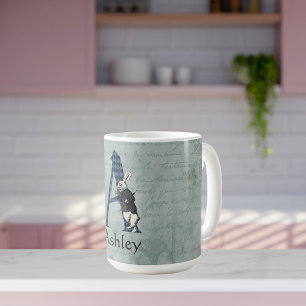 Wunderland Weißes Kaninchen Buchstabe A Kaffeetasse