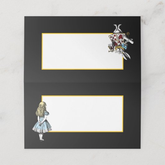 Wunderland Weißes Kaninchen mit Alice Platzkarte (Außenseite Aufgefaltet)