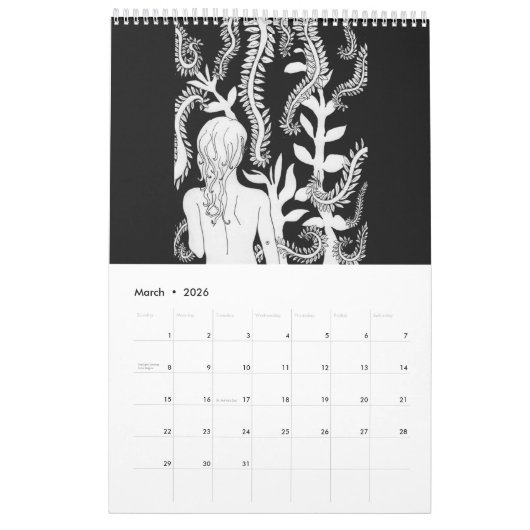 Wunderlich - Inktober Grafik durch Fionna Kuhn Kalender (Mär 2026)