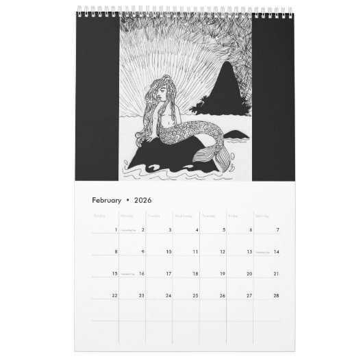 Wunderlich - Inktober Grafik durch Fionna Kuhn Kalender (Feb 2026)