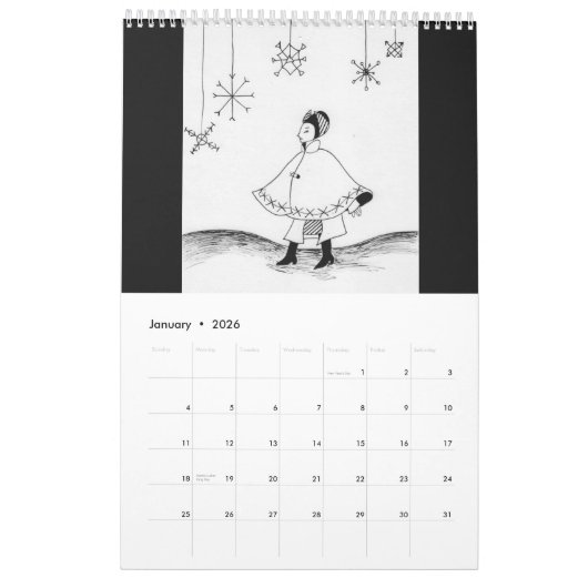 Wunderlich - Inktober Grafik durch Fionna Kuhn Kalender (Jan 2026)