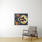 Wunderlich verzaubernde Hexe mit Spinnen und Jack Wandteppich (Beispiel (Horizontal))