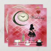 Wunderliche Alice u. rosa Flamingo-Hochzeit Einladung (Vorne/Hinten)