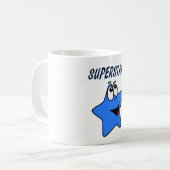 Wunderliche blaue Cartoonsuperstar-Tasse für Kaffeetasse (Vorderseite Links)