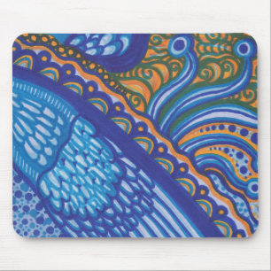 Wunderliche blaue Federn und Spitze Mousepad