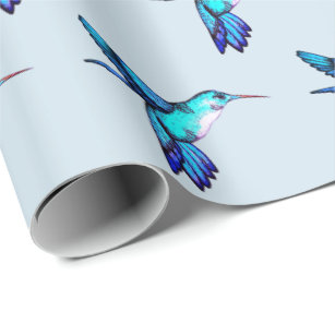 10 x Geschenkpapier D mit Vögeln/Kolibri gefaltet 
