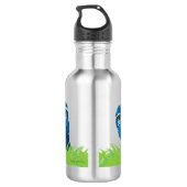 Wunderliche blaue und grüne grabende Eulen-Kunst Trinkflasche (Rückseite)