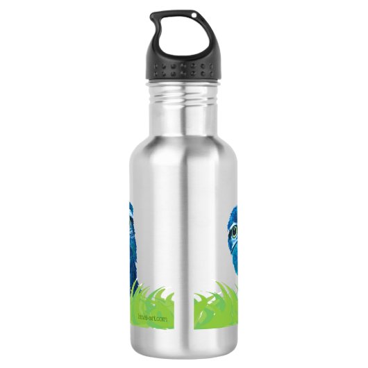 Wunderliche blaue und grüne grabende Eulen-Kunst Trinkflasche (Rückseite)