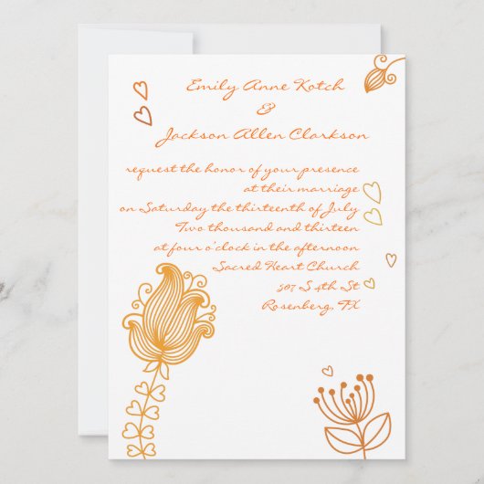 Wunderliche Blumen, die Einladung - Orange Wedding (Vorderseite)