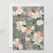 Wunderliche Blumen erröten rosa graue Einladung (Rückseite)