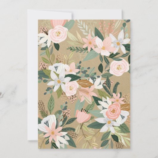 Wunderliche Blumen erröten rosa u. weiße Einladung (Rückseite)