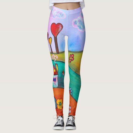 Wunderliche Boho magische bunte Spaß-Kunst-Fee Leggings (Vorderseite)