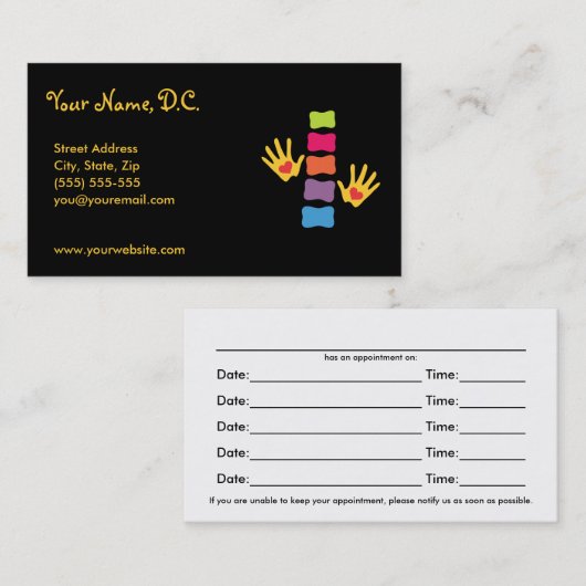 Wunderliche Chiropraktik-Verabredungs-Karten Terminkarte (Vorne/Hinten)