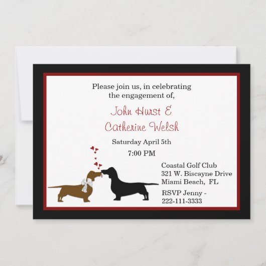 Wunderliche Dackel-Verlobungs-Party Einladung (Vorderseite)