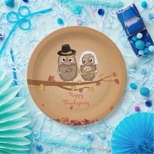 Wunderliche Erntedank-Eulen Pappteller (Party)