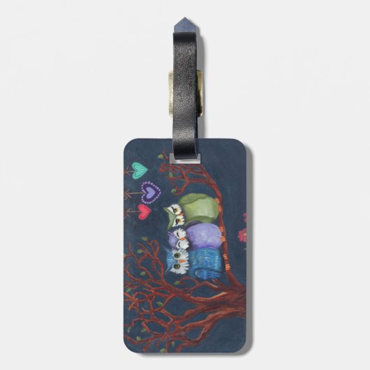 Wunderliche Eulen - aalend im Mitternachtsschein Gepäckanhänger (Rückseite vertikal)