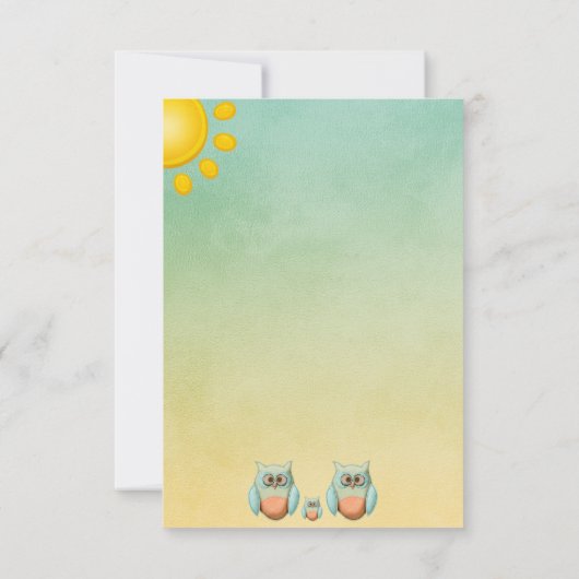 Wunderliche Eulen danken Ihnen Babyparty Dankeskarte (Rückseite)