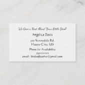 Wunderliche Eulen-Waldgeschöpfe, Kindertagesstätte Visitenkarte (Rückseite)