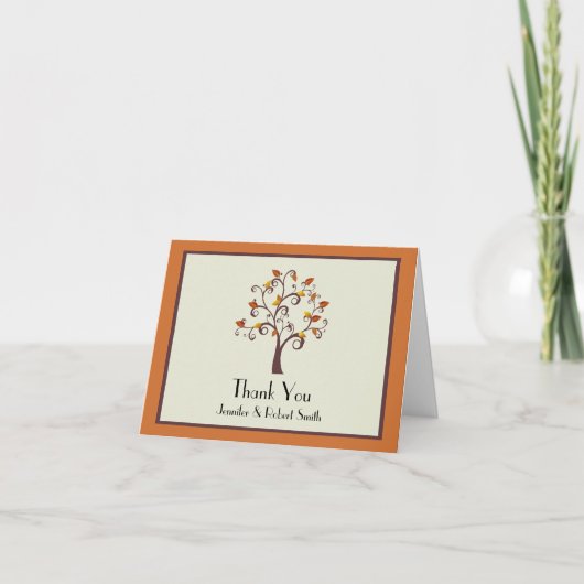 Wunderliche Fall-Baum-Hochzeit danken Ihnen Dankeskarte (Vorderseite)