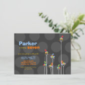 Wunderliche Farbe punktiert Vogel-Baum-Kinder7. Einladung (Stehend Vorderseite)