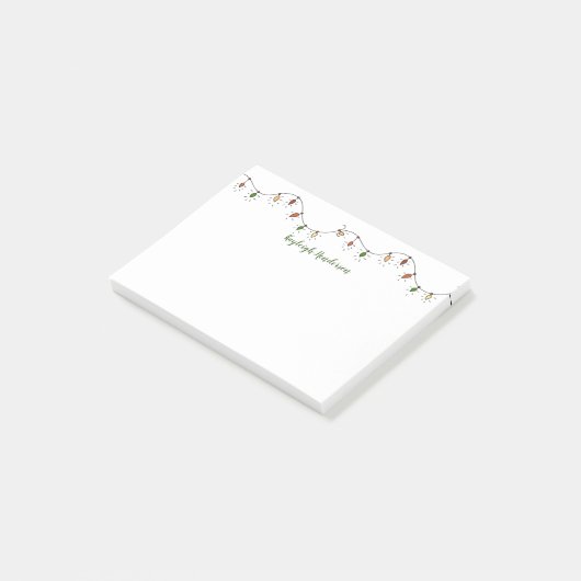 Wunderliche farbige Weihnachtslichter Post-it Klebezettel (angewinkelt)