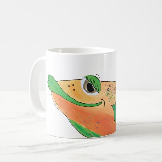 Wunderliche Fisch-Grafik in der Orange und im Grün Kaffeetasse (Vorderseite Links)