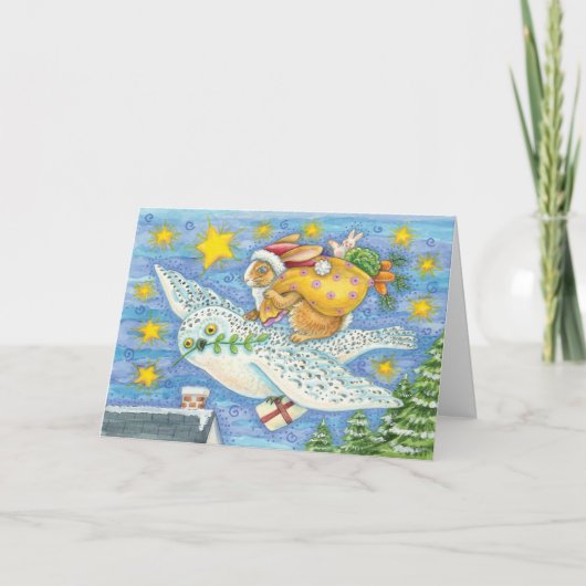 Wunderliche Häschen-Weihnachtskarte Feiertagskarte (Vorderseite)