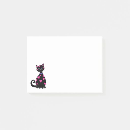 Wunderliche Herz-Katze Post-it Klebezettel (Vorderseite)